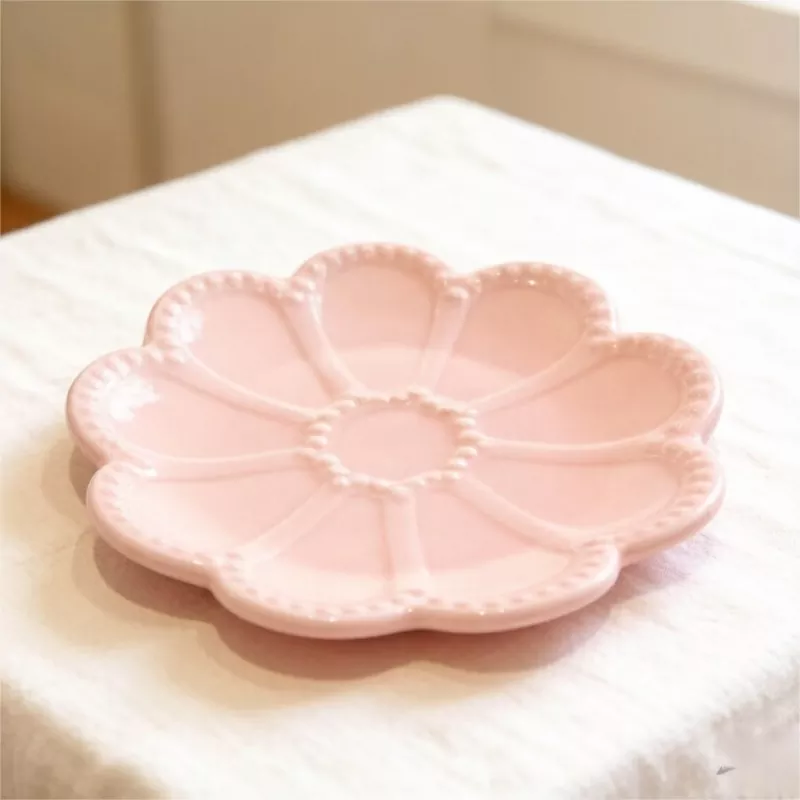 装飾的なピンクの花のセラミックジュエリートレイ